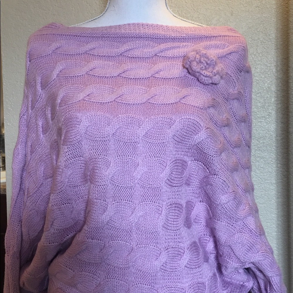 Military Hippie Purple off shoulder Sweater!